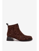 Dámské kotníkové boty z přírodní semišové kůže – hnědé (panterka) Dámské kotníkové boty z přírodní semišové kůže – hnědé (panterka)