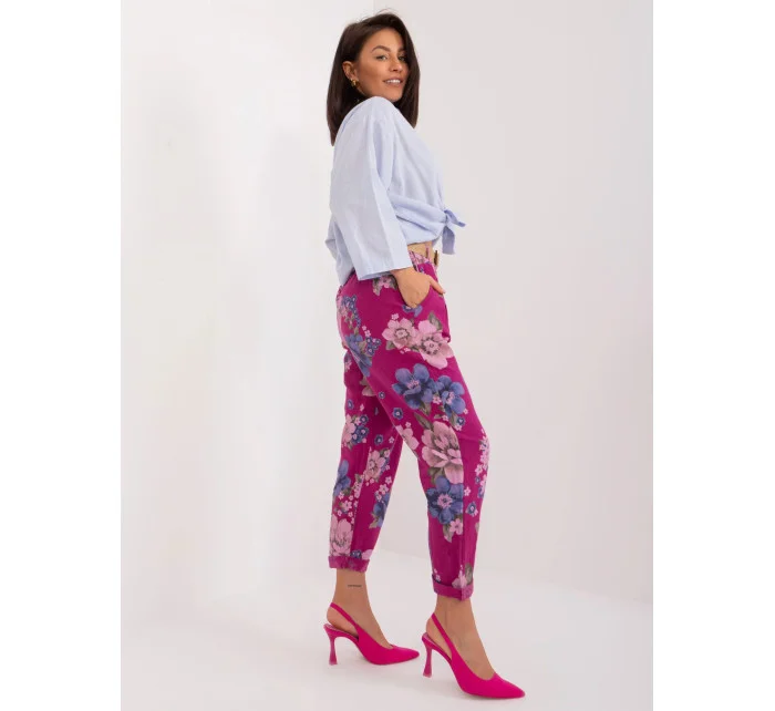 Dámské kalhoty DHJ SP 1365.89 Fialová s květy - FPrice