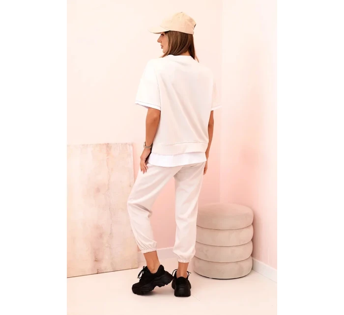 Dámská máslová souprava s krátkým rukávem a kalhotami béžový Dámská máslová souprava s krátkým rukávem a kalhotami béžový