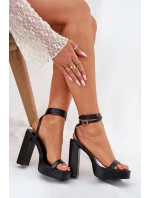 Dámské Sandály Na Podpatku S Páskem Černé model 21696037 - Boto Dámské Sandály Na Podpatku S Páskem Černé model 21696037 - Boto