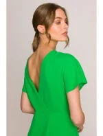 S398 Tužkové šaty s rozparkem na boku - zelené S398 Tužkové šaty s rozparkem na boku - zelené
