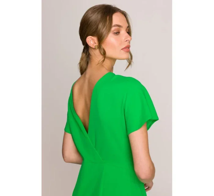 S398 Tužkové šaty s rozparkem na boku - zelené S398 Tužkové šaty s rozparkem na boku - zelené