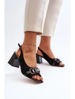 Dámské sandály na vysokém podpatku s ozdobou, černé D&A Dámské sandály na vysokém podpatku s ozdobou, černé D&A