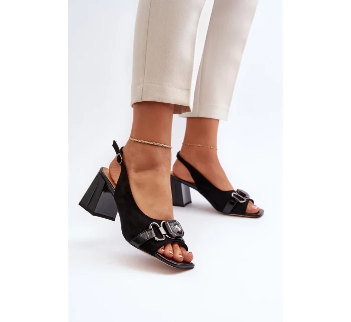 Dámské sandály na vysokém podpatku s ozdobou, černé D&A Dámské sandály na vysokém podpatku s ozdobou, černé D&A