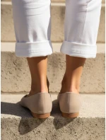 Dámské semišové špičaté baleríny béžové FashionStreet ZY1351