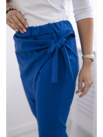 Kalhoty zavazované s asymetrickým předním dílem chrpově modrá