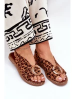 Ploché Sandály S Dekorací Pantera Hnědé Haliones Ploché Sandály S Dekorací Pantera Hnědé Haliones
