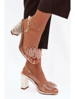 Sandály na podpatku s krystaly D&A MR52-237 zlaté Sandály na podpatku s krystaly D&A MR52-237 zlaté