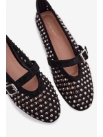 Dámské baleríny s krajkovým vzorem s kamínky a páskem Černé model 21951572 - Boto Dámské baleríny s krajkovým vzorem s kamínky a páskem Černé model 21951572 - Boto