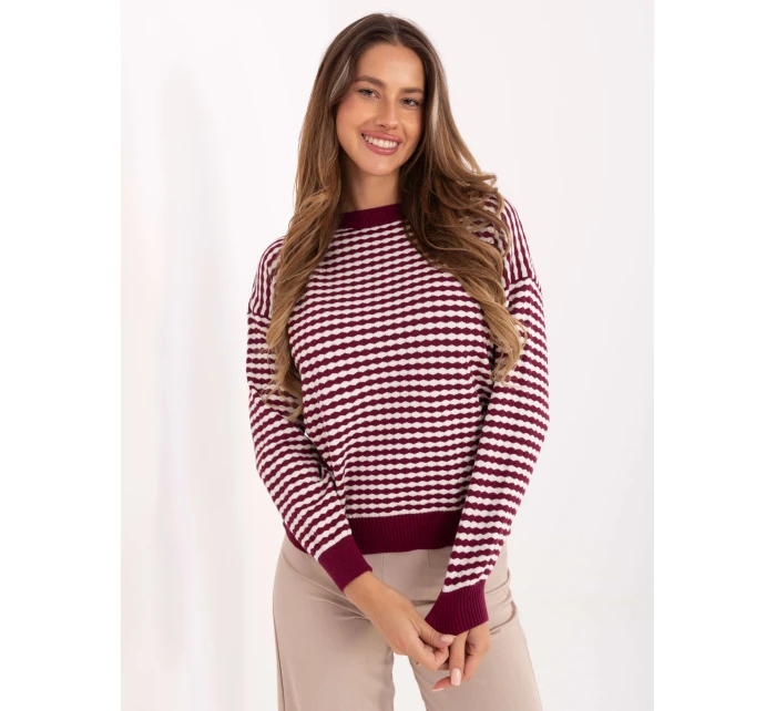 Sweter IT SW model 21717628 bordowy - FPrice Sweter IT SW model 21717628 bordowy - FPrice