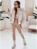 Dámská prošívaná bunda s kapucí béžová FashionStreet TY5066