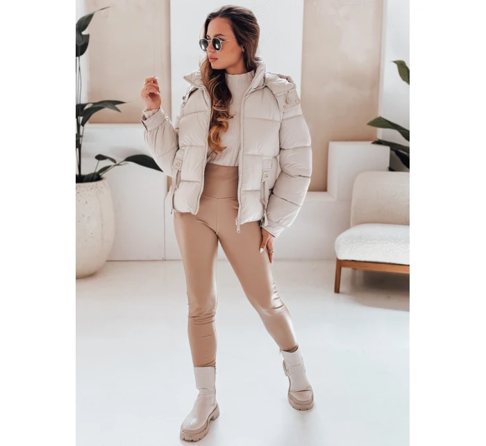 Dámská prošívaná bunda s kapucí béžová FashionStreet TY5066