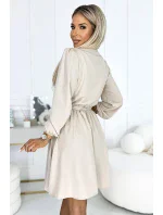 339-4 BINDY Dámské šaty s výstřihem a páskem - BEACH 339-4 BINDY Dámské šaty s výstřihem a páskem - BEACH