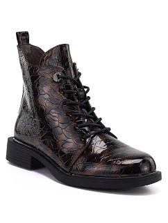 Dámské lakované hnědé kotníkové boty model 22400051 - S.Barski
