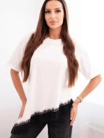 Dámská asymetrická bavlněná blůza s krajkou dole černá