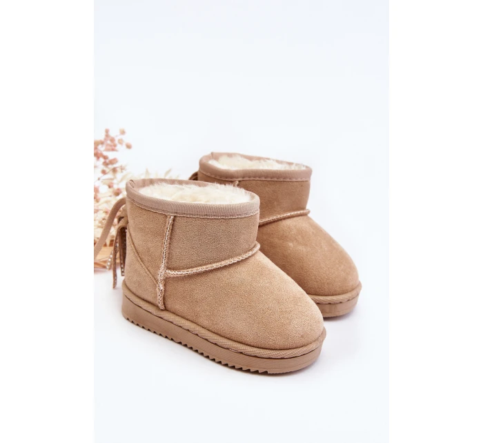 Dětské zateplené sněhule s frčkami béžové Mikyla