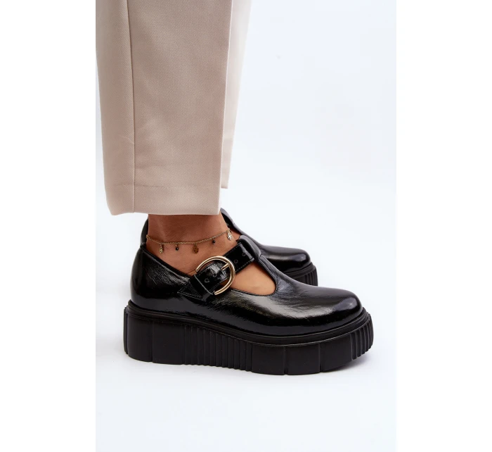 Moderní Polobotky na Masivní Platformě Černé model 21646958 - Zazoo