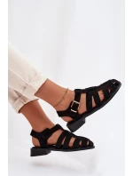 Dámské Sandály Černé se Zlatým Přezkou model 21937621 - Boto