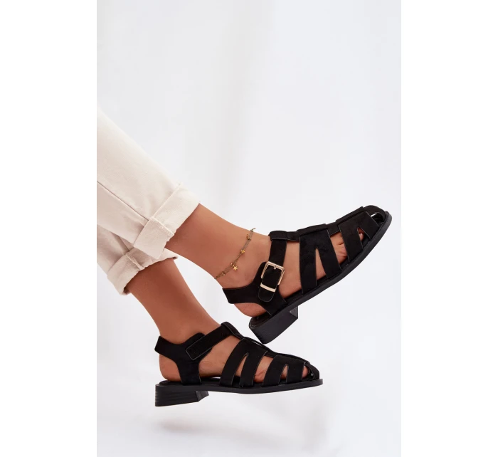 Dámské Sandály Černé se Zlatým Přezkou model 21937621 - Boto