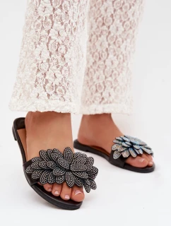 Dámské ploché pantofle s ozdobou černé model 22032091 - Boto