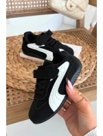 Dětské sportovní boty na suchý zip Perrin – černo-bílé