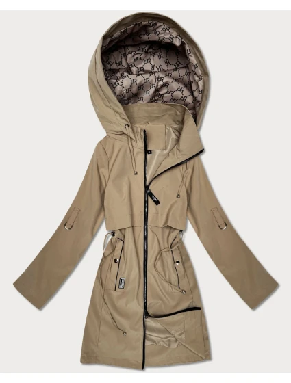 Prosta kurtka damska na podszewce Goodlookin piaskowa (KK60409-4#)