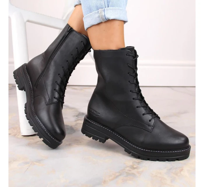 Pohodlné zateplené kožené boty pro ženy Remonte W RKR622 black - Rieker