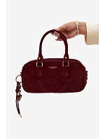 Malá bordová kabelka typu kufřík z eko semiše Annelle