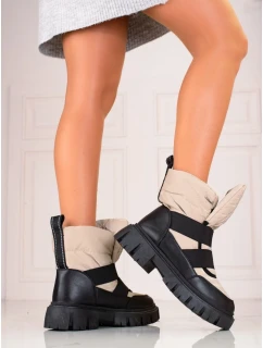 Moderní hnědé sněhule dámské bez podpatku