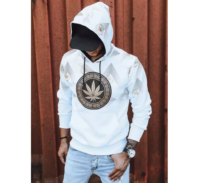 Pánská bílá mikina s potiskem FashionStreet BX5315