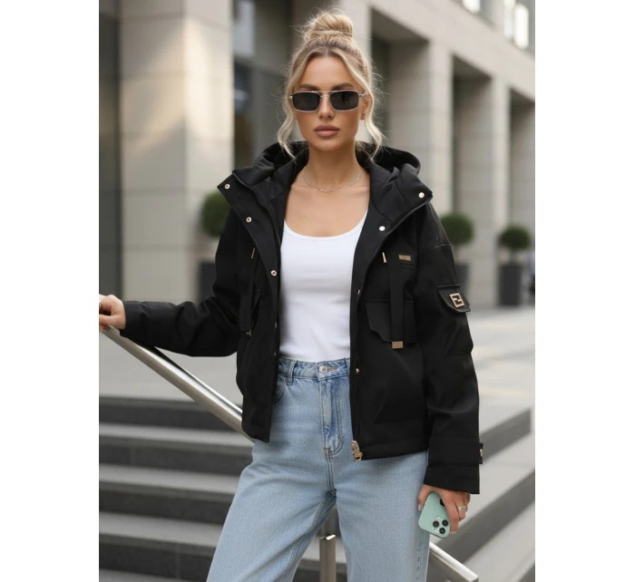 Kurtka przejściowa damska z kapturem i czarna model 22035960 - FashionStreet