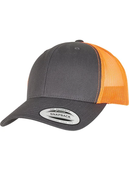 Flexfit 6606/6606T 6 panelová vintage kšiltovka "Trucker" 55.6606 charcoal/neon orange Flexfit 6606/6606T 6 panelová vintage kšiltovka "Trucker" 55.6606 charcoal/neon orange