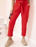 Dámské cargo kalhoty s vysokým pasem červený