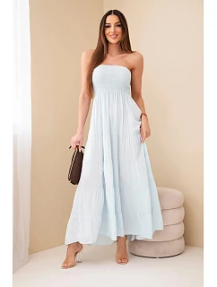 Dámské viskózové šaty s elastickým model 22040132 modrá - K-Fashion