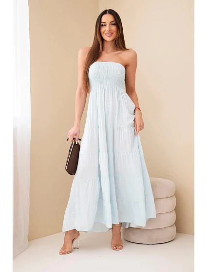 Dámské viskózové šaty s elastickým model 22040132 modrá - K-Fashion