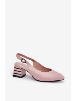 Dámské sandály na podpatku se   špinavě růžové model 21690149 - VINCEZA