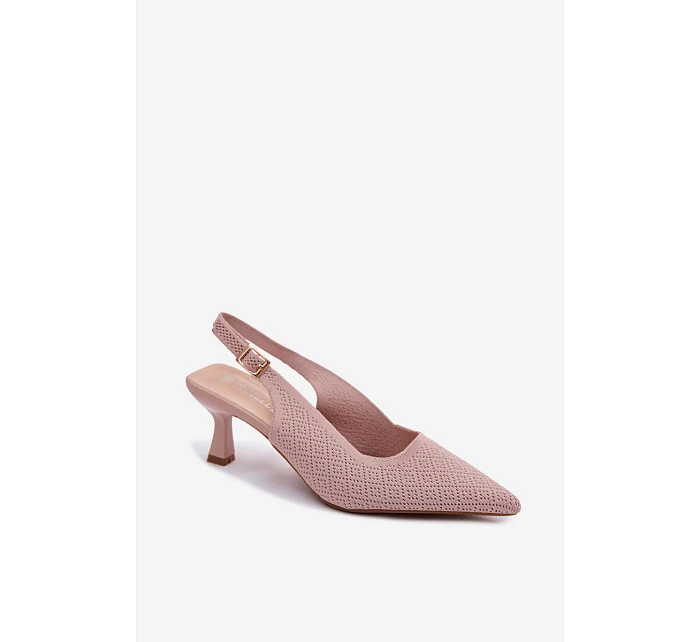 Materiálové sandály na podpatku Špinavě růžové model 22122558 - Boto