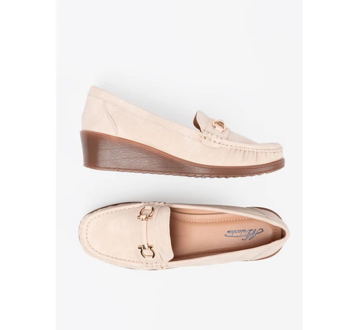 Praktické  mokasíny dámské hnědé na širokém podpatku