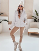 Dámská zimní bunda LOVEWARM krátká prošívaná s kapucí bílá FashionStreet TY5042