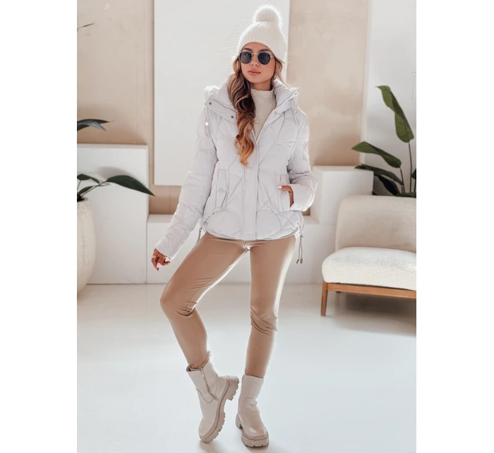 Dámská zimní bunda LOVEWARM krátká prošívaná s kapucí bílá FashionStreet TY5042
