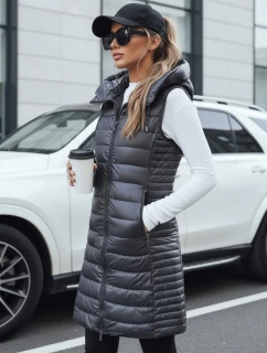 Dámská prošívaná vesta s kapucí šedá FashionStreet TY5254