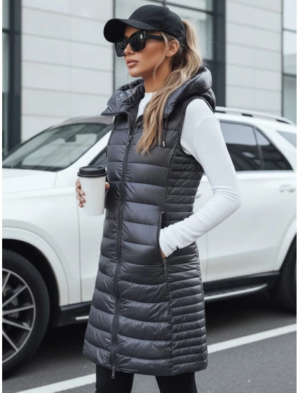 Dámská prošívaná vesta s kapucí šedá FashionStreet TY5254