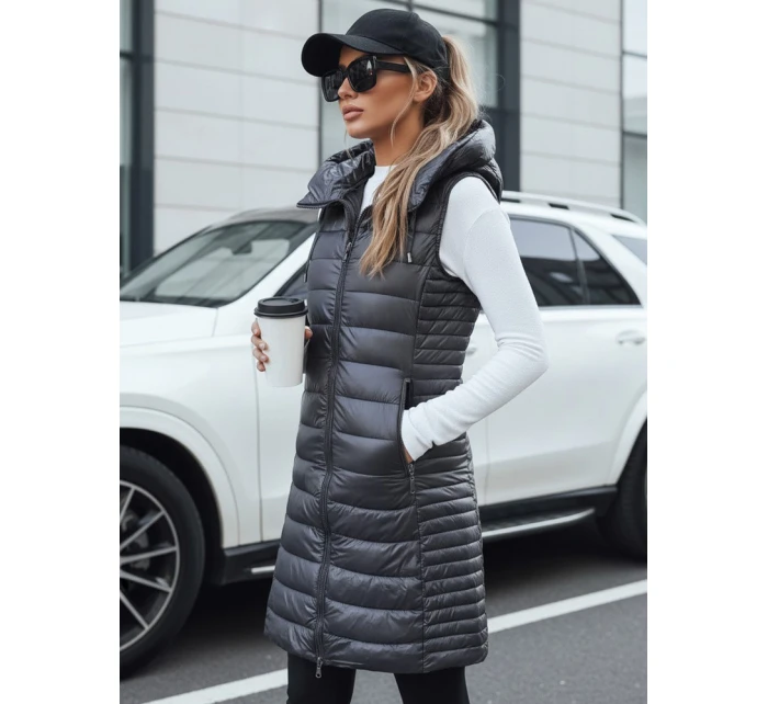 Dámská prošívaná vesta s kapucí šedá FashionStreet TY5254
