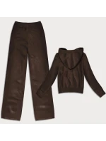 Úpletový dvoudílný komplet v čokoládové barvě - mikina a kalhoty (26C8803-158)