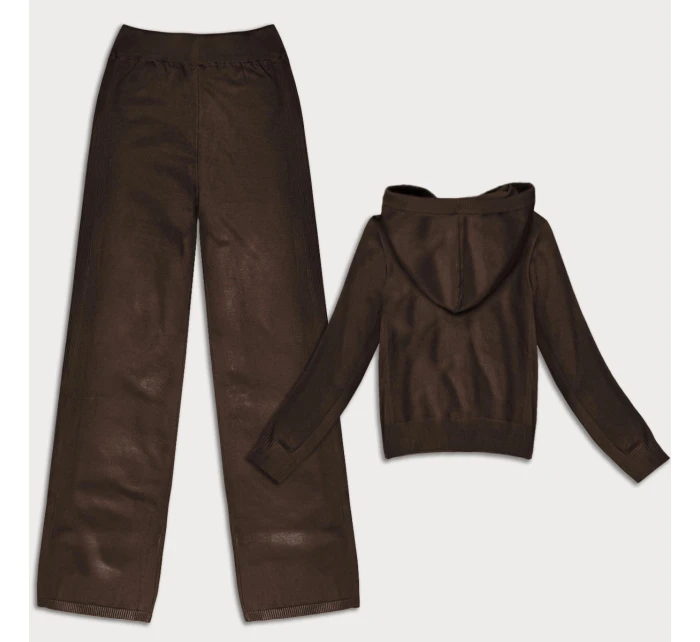 Úpletový dvoudílný komplet v čokoládové barvě - mikina a kalhoty (26C8803-158)