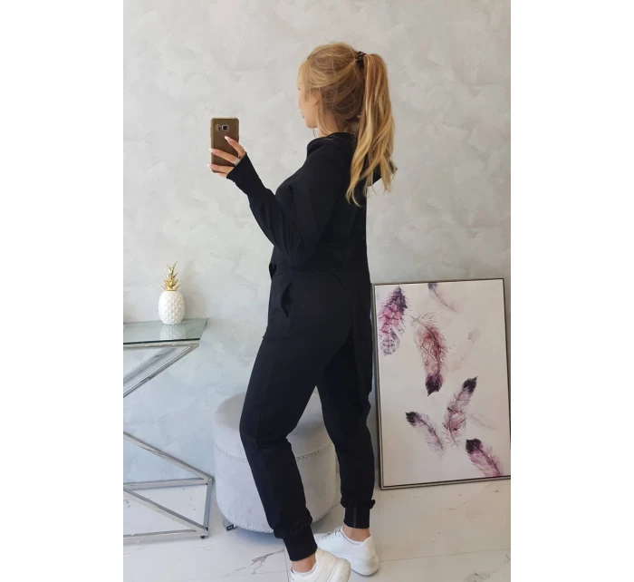 Souprava mikiny s delší stranou černá