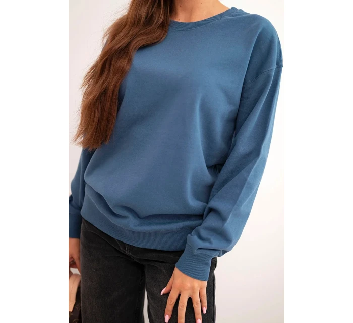 Dámská mikina z bavlny s kulatým výstřihem basic modrá