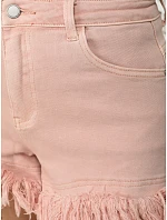 Dámské džínové šortky s třásněmi růžové FashionStreet SY0501