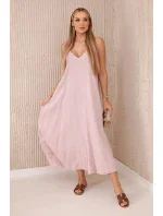 Mušelínové šaty na ramínka tmavě pudrově růžová