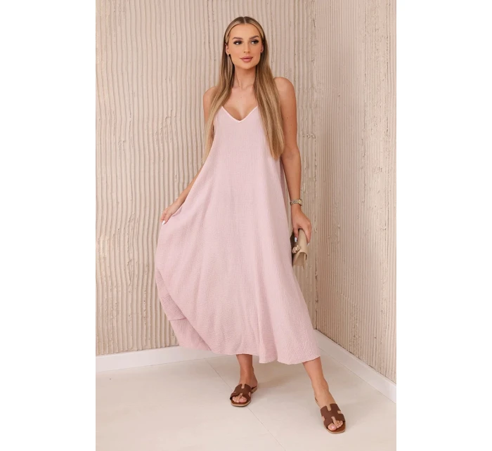 Mušelínové šaty na ramínka tmavě pudrově růžová